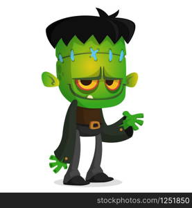 Halloween monster character. Mascot of vector monster green character pointing hand