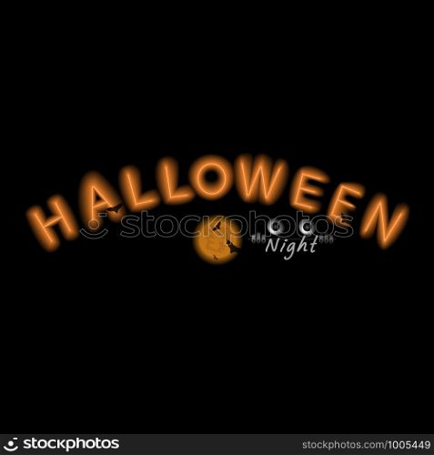 Halloween neon sign.Happy Halloween typography logo background.Concept of Halloween party and trick or treat.Design template&web for banner,poster,greeting card,party invitation,light banner.Vector illustration