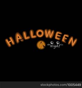 Halloween neon sign.Happy Halloween typography logo background.Concept of Halloween party and trick or treat.Design template&web for banner,poster,greeting card,party invitation,light banner.Vector illustration