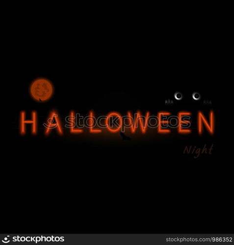 Halloween neon sign.Happy Halloween typography logo background.Concept of Halloween party and trick or treat.Design template&web for banner,poster,greeting card,party invitation,light banner.Vector illustration