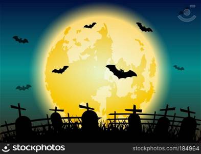 Halloween night background with graves, stock vector