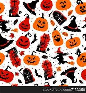 halloween orange festive seamless pattern, halloween background, scary collection for celebretion. Halloween color festive seamless pattern, halloween background, scary collection for celebretion