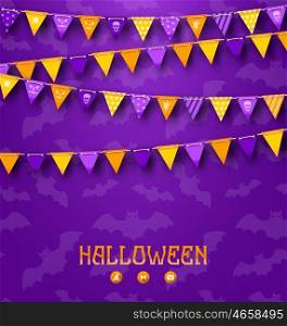 Halloween Party Background with Colored Bunting Pennants. Illustration Halloween Party Background with Colored Bunting Pennants - Vector