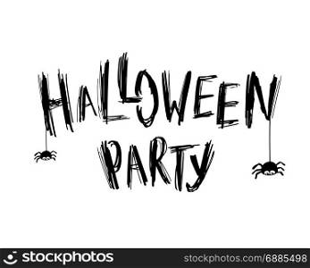 Halloween Party card. Halloween Party card with Text and small spiders. Halloween poster, invitation or banner design