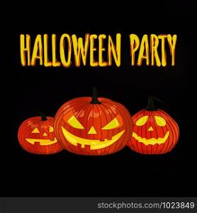 Halloween party. Isolated pumpkin. Vector illustration.. Halloween party. Isolated pumpkin.