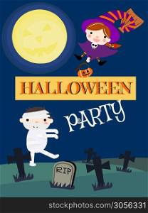Halloween party poster background for kid.