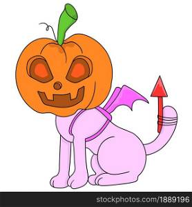 halloween party pumpkin head. cartoon illustration sticker emoticon