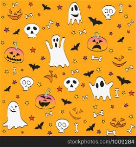Halloween party seamless pattern design, postcard
