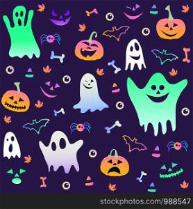 Halloween party seamless pattern design, postcard