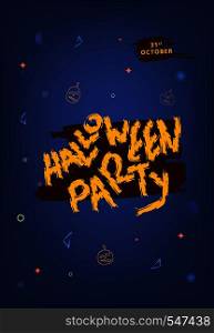 Halloween Party template with decoration. Vertical banner. Element for holiday design. Vector illustration.