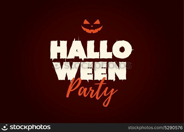 Halloween Party text logo with pumpkin. Editable vector design.