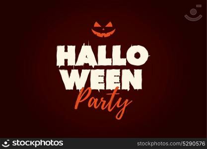 Halloween Party text logo with pumpkin. Editable vector design.