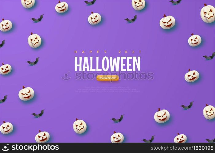 Halloween Pumpkin Blue Background Illustration