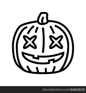 halloween pumpkin cute line icon vector. halloween pumpkin cute sign. isolated contour symbol black illustration. halloween pumpkin cute line icon vector illustration