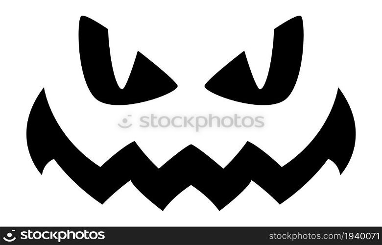Halloween pumpkin face. Evil grin. Horror symbol. Vector illustration. Halloween pumpkin face. Evil grin. Horror symbol