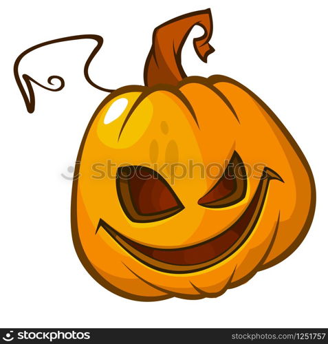 Halloween Pumpkin head isolated on white. Scary Jack. Vector illustration