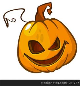 Halloween Pumpkin head isolated on white. Scary Jack. Vector illustration