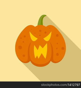 Halloween pumpkin icon. Flat illustration of halloween pumpkin vector icon for web design. Halloween pumpkin icon, flat style