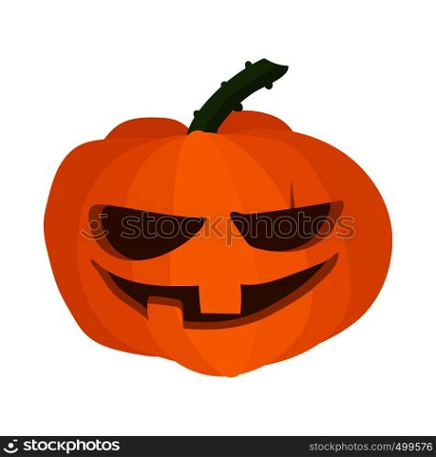 Halloween pumpkin icon in cartoon style on a white background. Halloween pumpkin icon, cartoon style