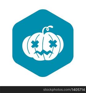 Halloween pumpkin icon. Simple illustration of halloween pumpkin vector icon for web design isolated on white background. Halloween pumpkin icon, simple style