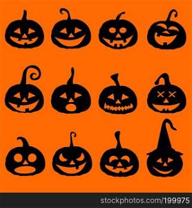 Halloween pumpkin icons, postcard
