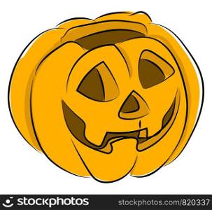 Halloween pumpkin, illustration, vector on white background.