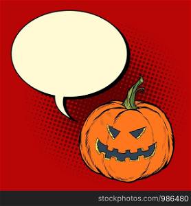 Halloween pumpkin. Invitation to party poster. Pop art retro vector illustration kitsch vintage drawing. Halloween pumpkin. Invitation to party poster