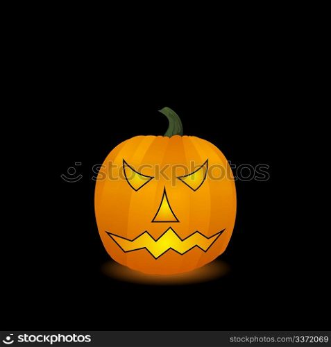 Halloween pumpkin isolated on black background. Vector