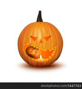 Halloween pumpkin isolated on white. Vector
