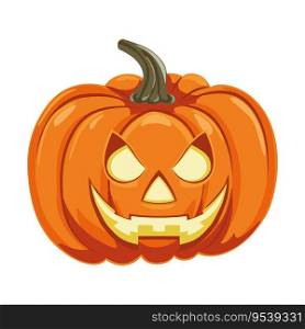 Halloween pumpkin jack o lantern with scary face. Design element for Halloween, Thanksgiving, harvest festival. Diet vegetable. Vector illustration.. Halloween pumpkin jack o lantern with scary face.