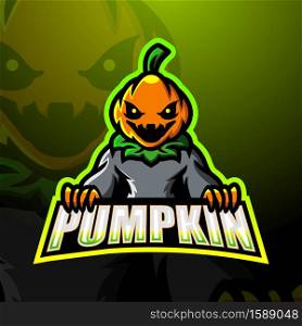 Halloween pumpkin mascot esport logo design