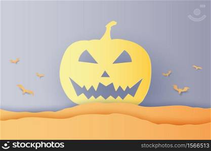 Halloween pumpkin , paper art style