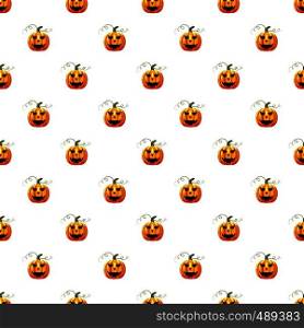Halloween pumpkin pattern seamless repeat in cartoon style vector illustration. Halloween pumpkin pattern
