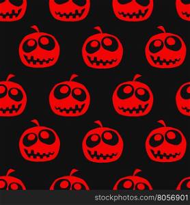 Halloween pumpkin seamless background. Halloween pumpkin seamless pattern. Red pumpkins on black background. Vector illustration.