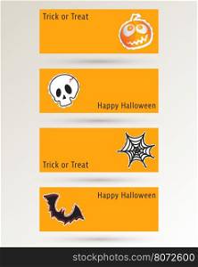 Halloween pumpkin, spider, bat and cobweb. Vector illustration.