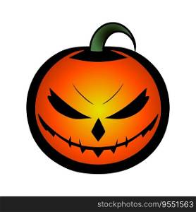 Halloween pumpkin symbol, scary pumpkin face with evil smile. Jack o lantern icon.