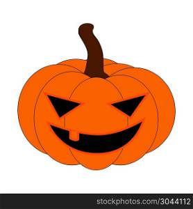 Halloween pumpkin vector illustration, Jack O Lantern  isolated on white background. Scary orange picture with eyes.
