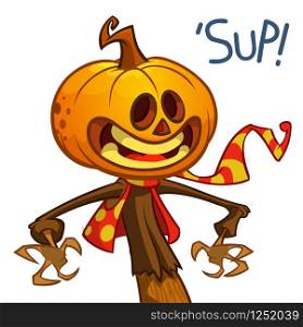 Halloween pumpkin. Vector jack-o-lantern character mascot