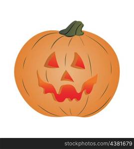 Halloween. Pumpkin with fire inside red colour. A vector illustration