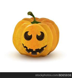 Halloween pumpkin with funny face isolated on white. Cartoon halloween pumpkin with funny face isolated on white