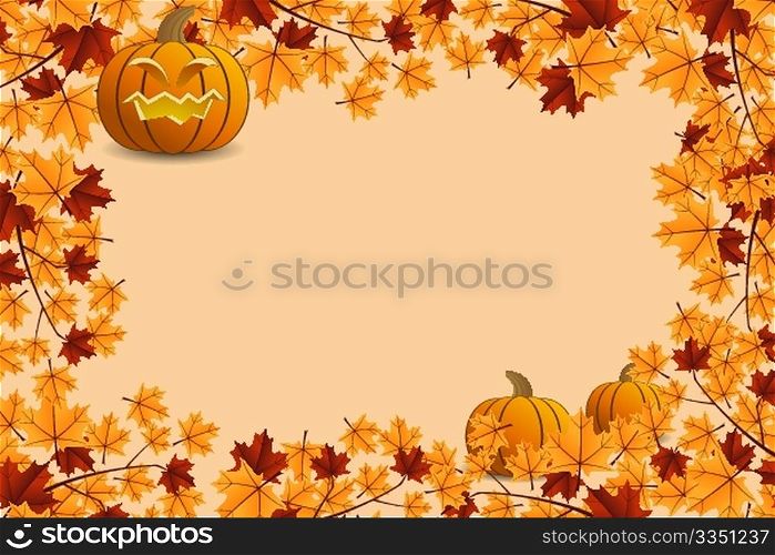 Halloween pumpkin with leafs