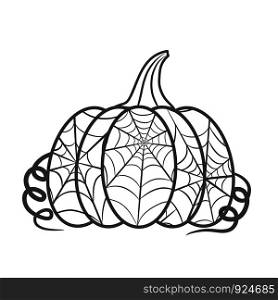 Halloween pumpkin with spider web design for greeting card, stock vector illustration