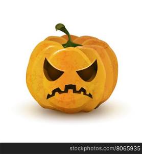 Halloween pumpkin with terrible face isolated on white. Cartoon halloween pumpkin with terrible face isolated on white