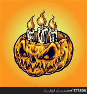 Halloween Pumpkins Candle light for merchandise and publication poster