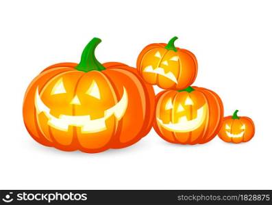 Halloween pumpkins character. Happy Halloween concept. Illustration design for greeting card, poster banner or print.