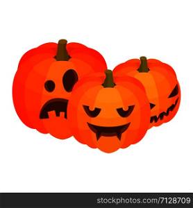 Halloween pumpkins icon. Isometric of halloween pumpkins vector icon for web design isolated on white background. Halloween pumpkins icon, isometric style