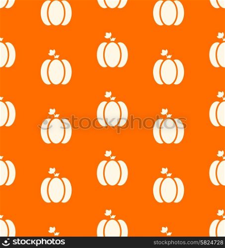 Halloween pumpkins seamless pattern. Watercolor.. Seamless Pattern Pumpkin White on Orange Background - vector