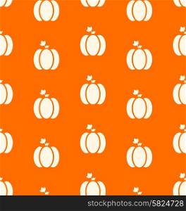 Halloween pumpkins seamless pattern. Watercolor.. Seamless Pattern Pumpkin White on Orange Background - vector