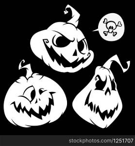 Halloween pumpkins with various expressions / Vector illustration