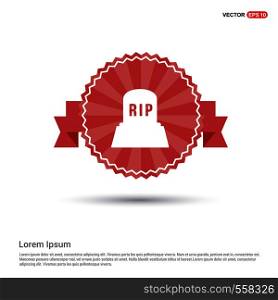 Halloween RIP Grave Stone icon - Red Ribbon banner